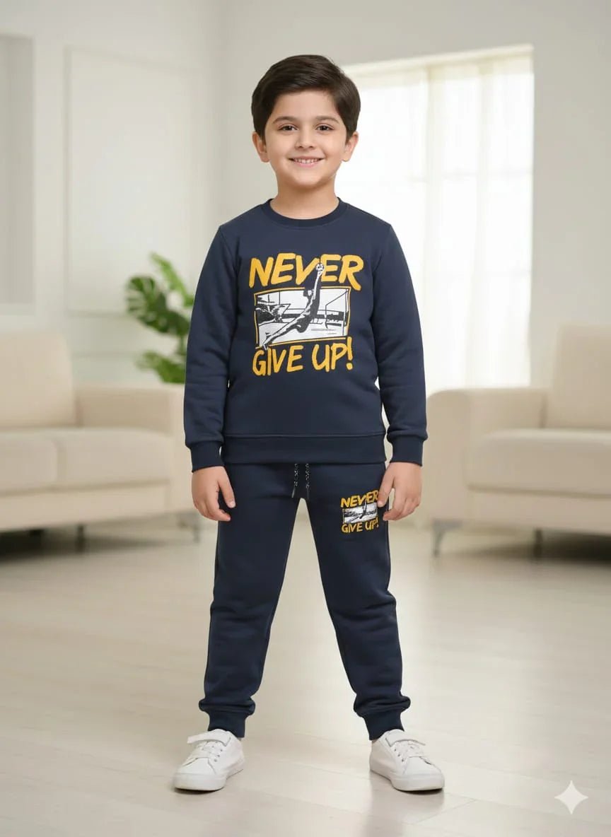 Kids Premium Cotton Fleece Tracksuit - Navy - Styrex
