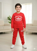 Kids Premium Cotton Fleece Tracksuit (Red)