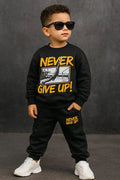 Kids Premium Cotton Fleece Tracksuit (Black)