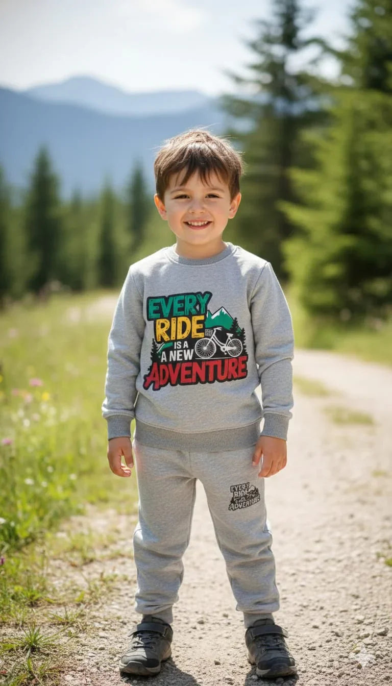 Kids Premium Cotton Fleece Tracksuit (Grey)