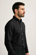 Cotton Textured Oxford Casual Shirt (Black)