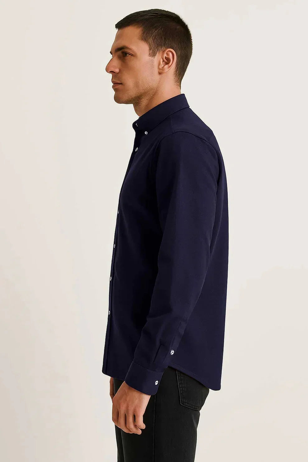 Cotton Textured Oxford Casual Shirt (Navy)