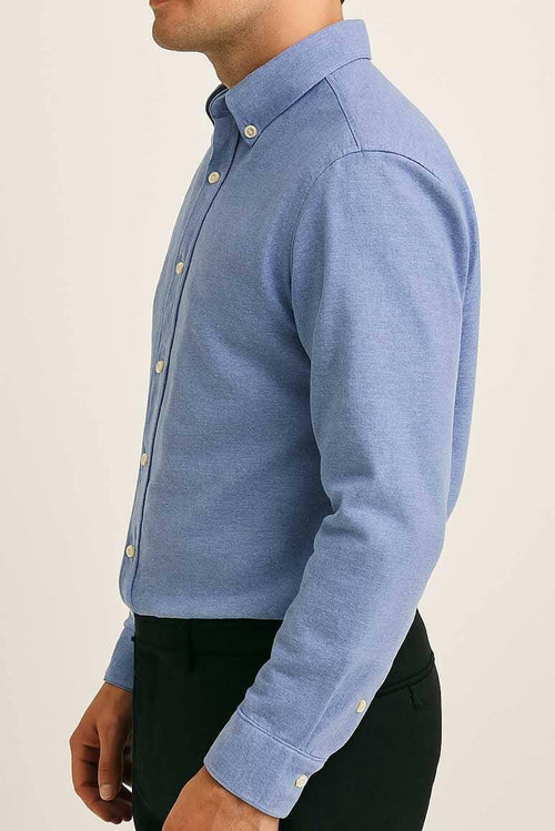 Cotton Textured Oxford Casual Shirt (Sky Blue)
