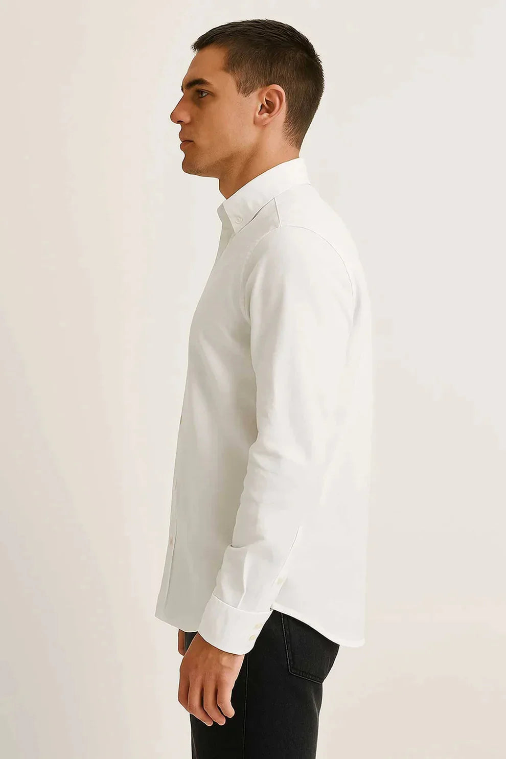 Cotton Textured Oxford Casual Shirt (White)