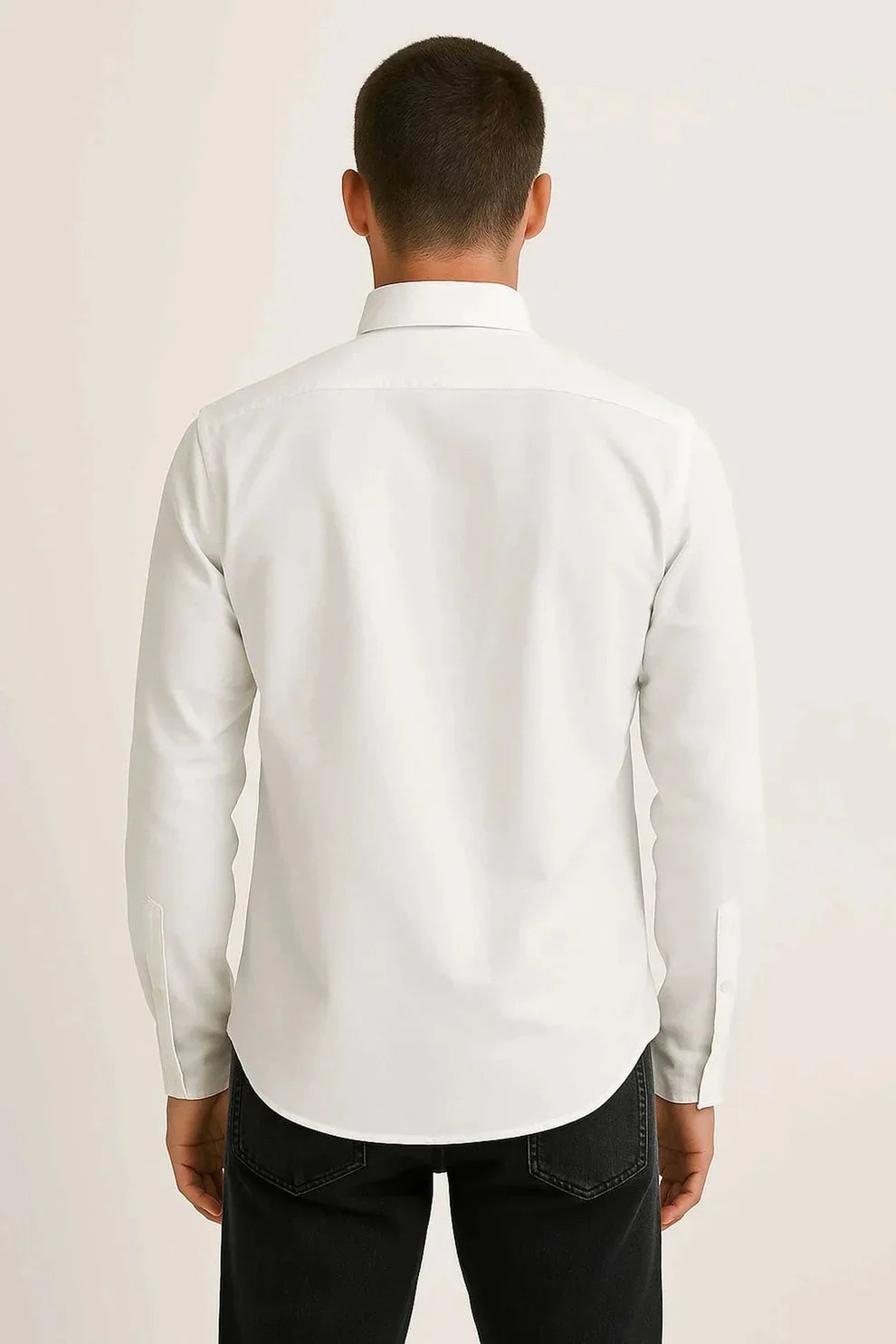 Cotton Textured Oxford Casual Shirt (White)