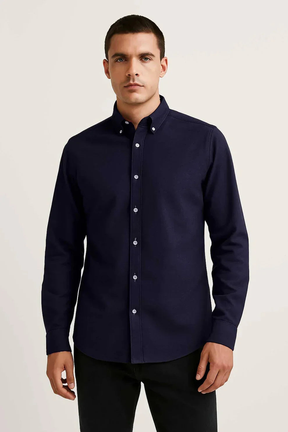 Cotton Textured Oxford Casual Shirt (Navy)