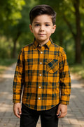 Boys Casual Cotton Shirt – Full Sleeves (Mustard) - Styrex