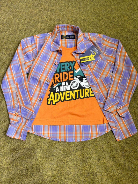 Boys Checked Shirt with Graphic T-Shirt | 2 - Piece Kids Outfit - Styrex