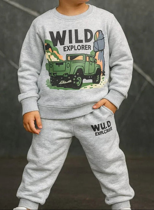 Kids Premium Cotton Fleece Tracksuit - Ash Grey - Styrex