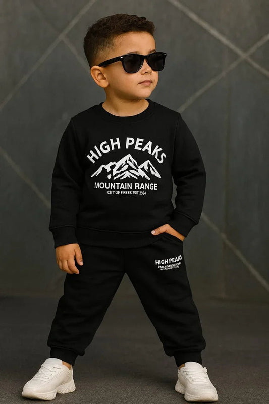 Kids Premium Cotton Fleece Tracksuit - Black - Styrex