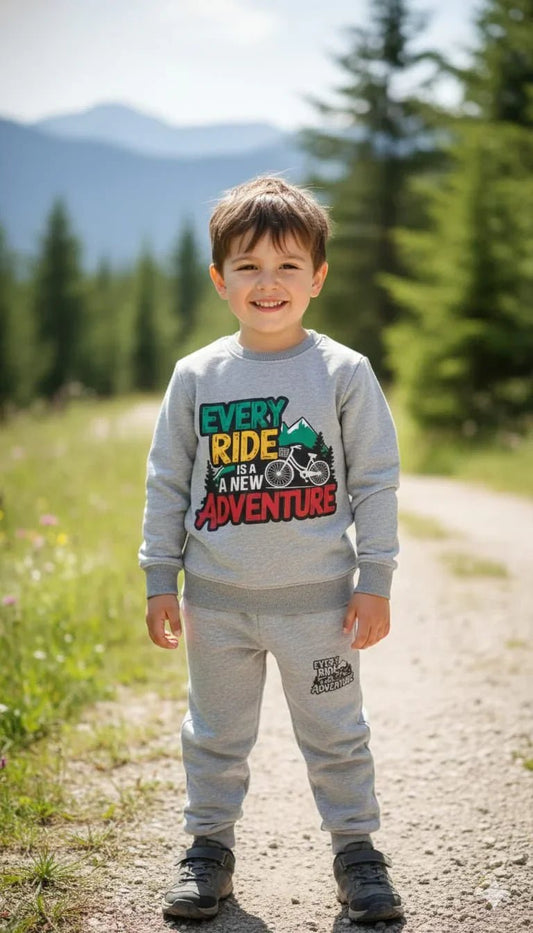 Kids Premium Cotton Fleece Tracksuit - Grey - Styrex