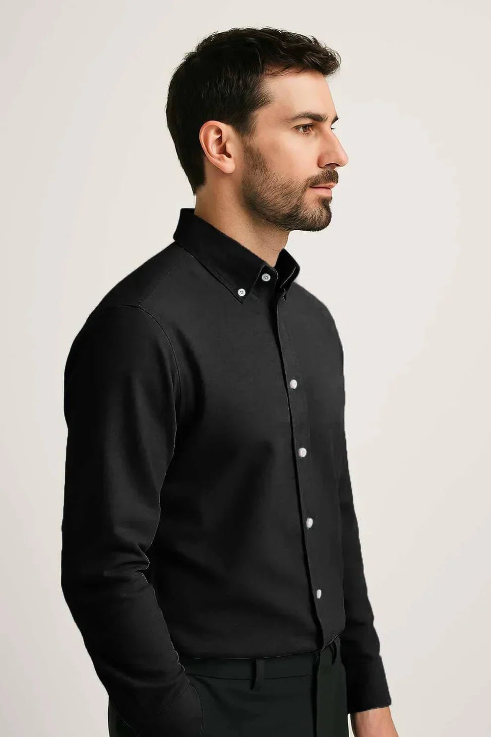 Men’s Cotton Oxford Casual Shirt – Black - Styrex