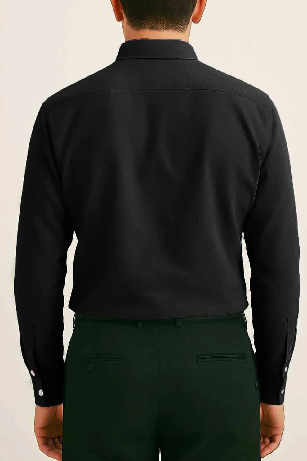 Men’s Cotton Oxford Casual Shirt – Black - Styrex