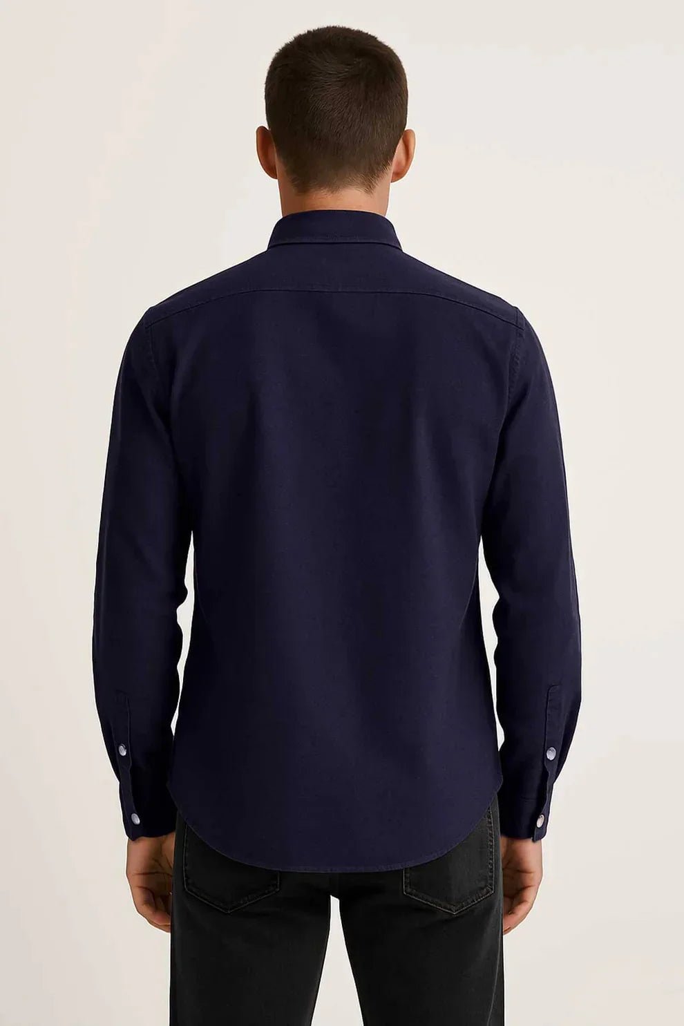 Men’s Cotton Oxford Casual Shirt – Navy - Styrex