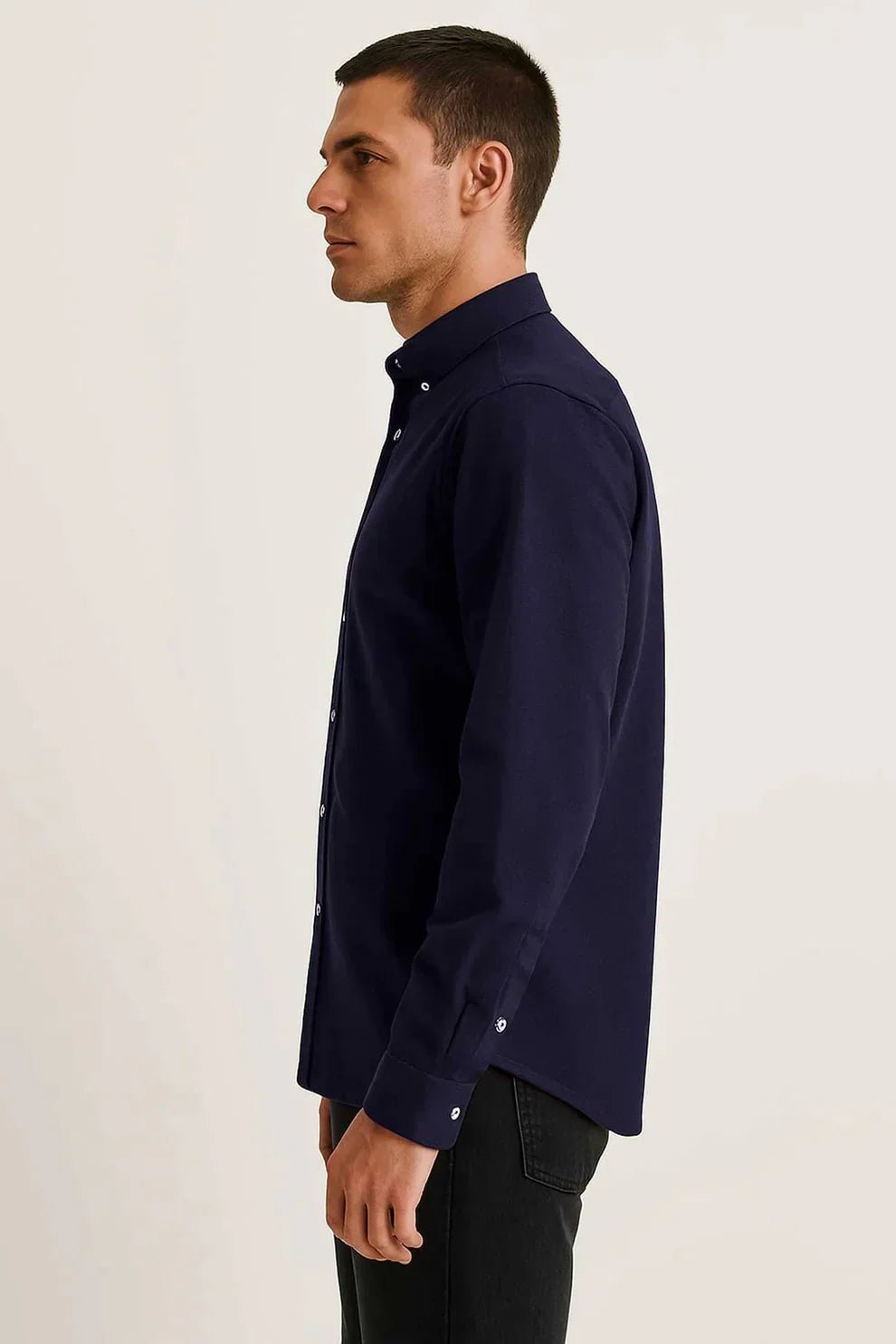 Men’s Cotton Oxford Casual Shirt – Navy - Styrex