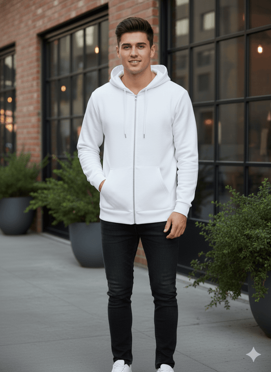 Premium Zip - Up Hoodie – Unisex (Ecru White) - Styrex
