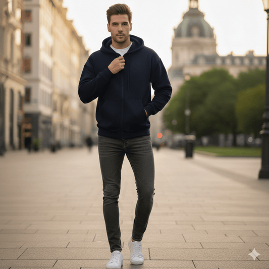 Premium Zip - Up Hoodie – Unisex (Navy) - Styrex